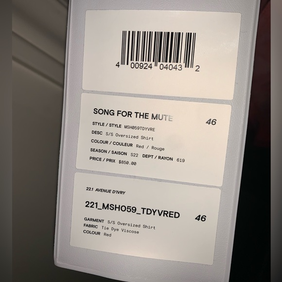 S/S OVERSIZED SHIRT RED SONG FOR THE MUTE - Picture 4 of 5